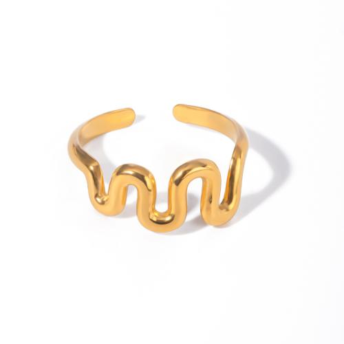 Prst prsten z nerezové oceli, 304 Stainless Steel, 18K pozlacené, módní šperky & pro ženy, zlatý, 36.80x25.60mm, Prodáno By PC