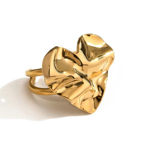 Палец кольцо из нержавеющей стали, Нержавеющая сталь 304, Сердце, 18K позолоченный, ювелирные изделия моды & Женский, Золотой, размер:7, продается PC