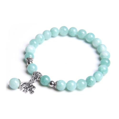 Gemstone Bracelets Natural Stone with Zinc Alloy Elephant Bohemian style & for woman Length Approx 19 cm Sold By PC