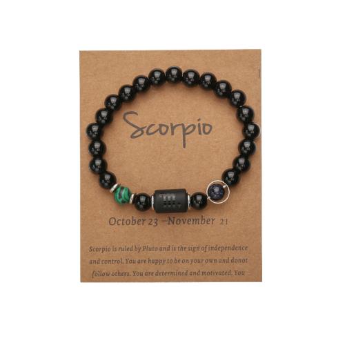 Glass Beads Bracelet, 12 Signs of the Zodiac, fashion jewelry & Unisex, more colors for choice, Length:Approx 19 cm, Sold By PC