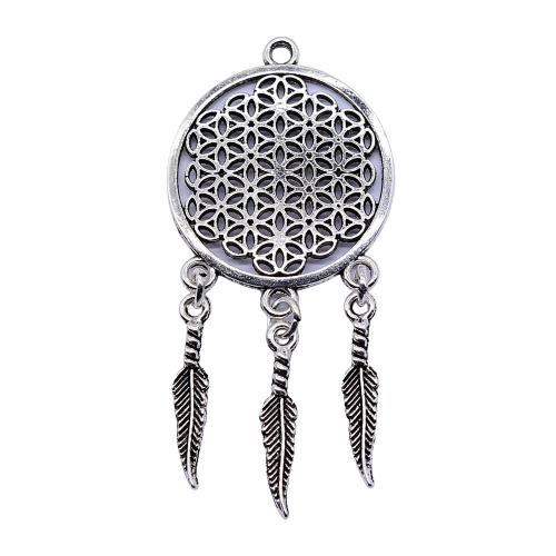 Tibetan Style Pendants, Dream Catcher, antique silver color plated, DIY, 29x64mm, Sold By PC