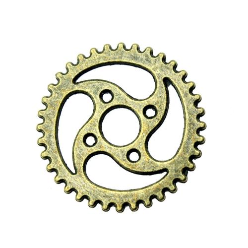 Colgantes de Aleación de Zinc, rueda de engranaje, chapado en color bronce antiguo, Bricolaje, 23mm, Vendido por UD