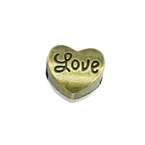 Cink Alloy Heart perle, Srce, antička brončana boja pozlaćen, možete DIY, 12x11x7mm, Prodano By PC