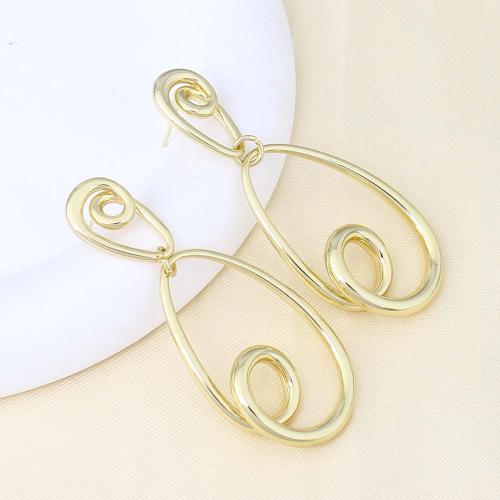 Brass Drop Earring, gold color plated, for woman & hollow, nickel, lead & cadmium free, 65x27.20x8mm, Sold By Pair