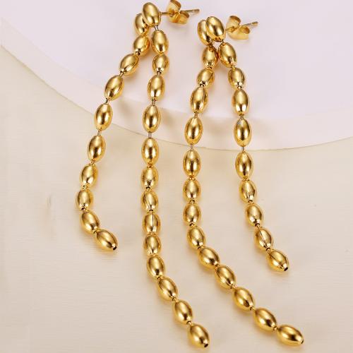 Titanium Steel  Earring, gold color plated, for woman, Sold By Pair