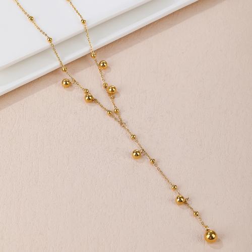 Titanium Steel Necklace, gold color plated, for woman, Sold By PC