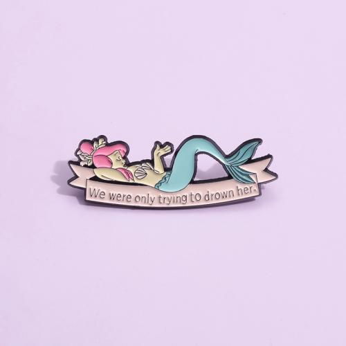 Zink Alloy Badge, Mermaid, plated, emalj, flerfärgad, 50x17mm, Säljs av PC