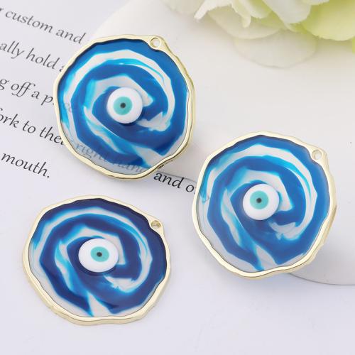 Evil Eye Pendants, Tibetan Style, Slightly Round, gold color plated, DIY & evil eye pattern & enamel, more colors for choice, nickel, lead & cadmium free, 42x42mm, 10PCs/Bag, Sold By Bag