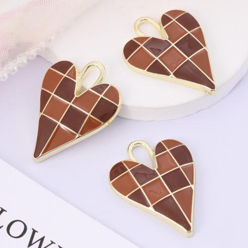 Tibetan Style Heart Pendants, gold color plated, DIY & enamel, more colors for choice, nickel, lead & cadmium free, 35x25mm, 10PCs/Bag, Sold By Bag