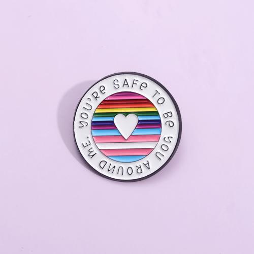 Zinc Alloy Badge Round plated Unisex & enamel multi-colored nickel lead & cadmium free Sold By Bag