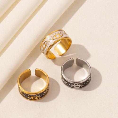 Enamel Stainless Steel Finger Ring, 304 Stainless Steel, plated, fashion jewelry, more colors for choice, Sold By PC