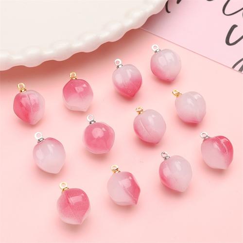 Fashion Glass Beads, Peach, DIY, more colors for choice, 13x17mm, Hole:Approx 1mm, 5PCs/Bag, Sold By Bag