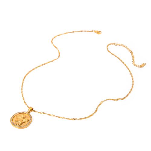 Edelstahl Schmuck Halskette, 304 Edelstahl, mit Verlängerungskettchen von 5cm, 18K vergoldet, Modeschmuck & für Frau & mit Strass, Länge 45 cm, verkauft von PC