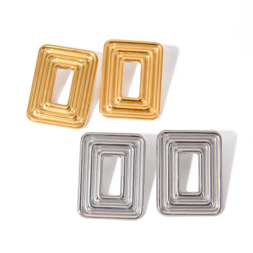 Stainless Steel Stud Earrings 304 Stainless Steel Rectangle plated fashion jewelry & for woman & hollow Sold By Pair