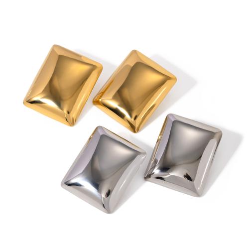 Stainless Steel Stud Earrings, 304 Stainless Steel, Rectangle, plated, fashion jewelry & for woman, more colors for choice, 29x24mm, Sold By Pair