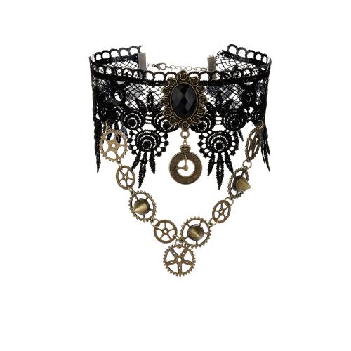 Zink legering Smykke sæt, Lace, med Zinc Alloy, mode smykker & forskellige stilarter for valg & for kvinde, sort, Solgt af PC