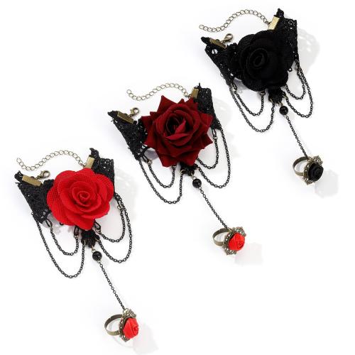 Gothique Bracelet Anneau, alliage de zinc, avec lacet, fait à la main, bijoux de mode & styles différents pour le choix & pour femme, plus de couleurs à choisir, Vendu par PC