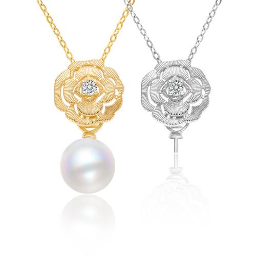 Cubic Zircon Micro Pave 925 Sterling Silver Necklace, with Shell Pearl, different styles for choice & micro pave cubic zirconia, more colors for choice, Sold By PC