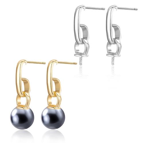 925 Sterling Silver Earring Post, with Shell Pearl, different styles for choice, more colors for choice, 23.50mm, Sold By Pair