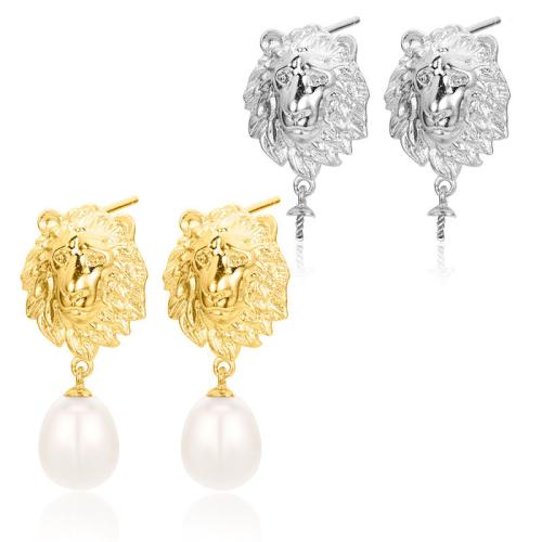 925 Sterling Silver Stud Earrings with Plastic Pearl Sold By Pair