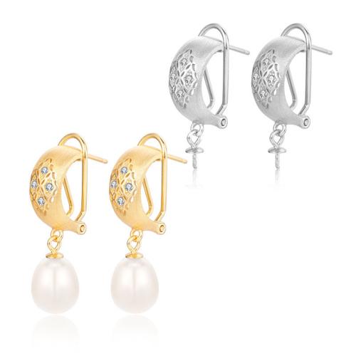 Cubic Zirconia Micro Pave Sterling Silver Earring, 925 Sterling Silver, with Plastic Pearl, different styles for choice & micro pave cubic zirconia, more colors for choice, 31mm, Sold By Pair