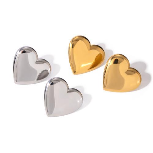 Stainless Steel Stud Earrings, 304 Stainless Steel, Heart, plated, for woman, more colors for choice, Sold By Pair