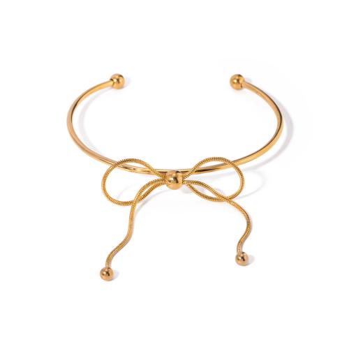 Stainless Steel Bangle 304 Stainless Steel Bowknot plated for woman golden Sold By PC