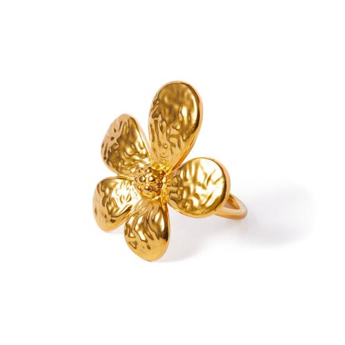 Stainless Steel Finger Ring 304 Stainless Steel petals plated for woman golden US Ring Sold By PC