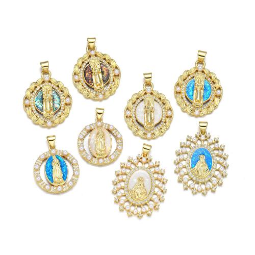 Cubic Zirconia Micro Pave Brass Pendant, with Seedbead & Opal, plated, DIY & different styles for choice & micro pave cubic zirconia, more colors for choice, Sold By PC