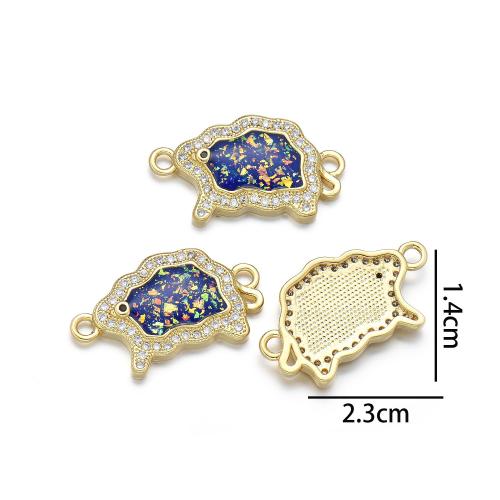 Cubic Zirconia Micro Pave Brass Connector with Opal Sheep plated DIY & micro pave cubic zirconia Sold By PC