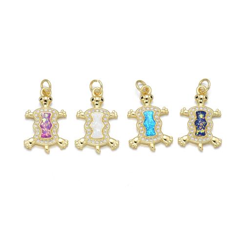 Cubic Zirconia Micro Pave Brass Pendant, with Opal, plated, DIY & micro pave cubic zirconia, more colors for choice, Sold By PC