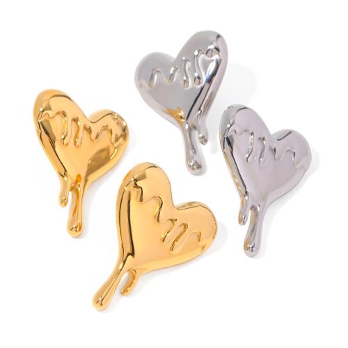 Stainless Steel Stud Earrings 304 Stainless Steel Heart plated for woman Sold By Pair