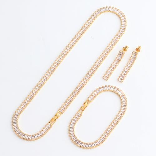 Zirkony Micro Pave Brass šperky Sady, Mosaz, různé styly pro výběr & micro vydláždit kubické zirkony & pro ženy, zlatý, Prodáno By PC