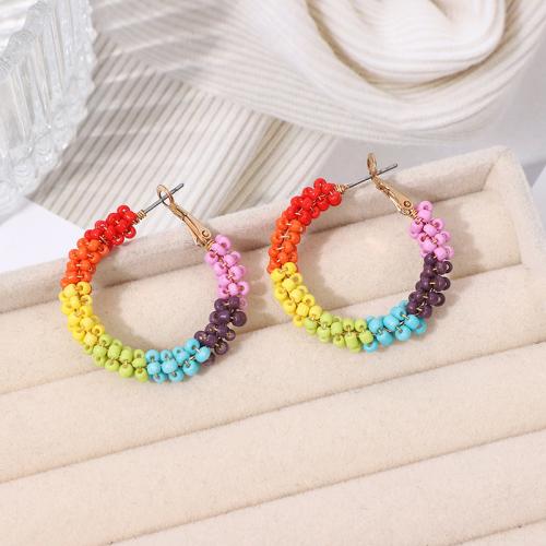 Iron Earring with Seedbead Bohemian style & for woman Sold By Pair