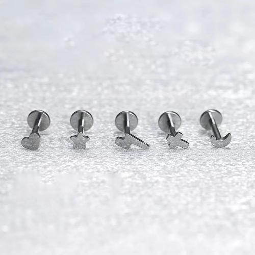 Titanium Steel  Earring, polished, Unisex & different size for choice & different styles for choice, original color, 5PCs/Bag, Sold By Bag