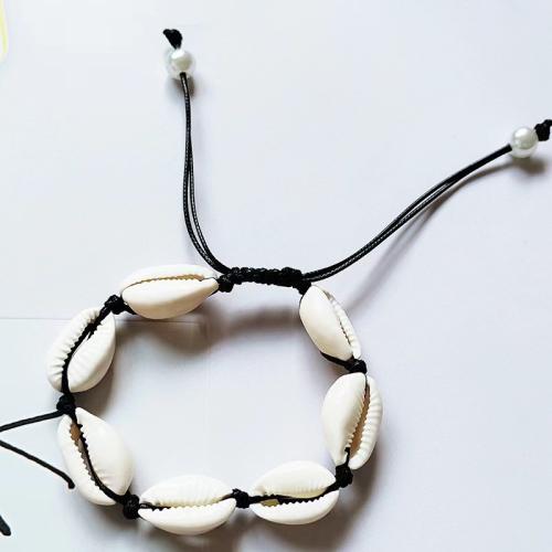 Bracelet bijoux coquillage, coquille, avec corde de cire & perle de plastique, pour femme, plus de couleurs à choisir, Longueur:16 cm, Vendu par PC