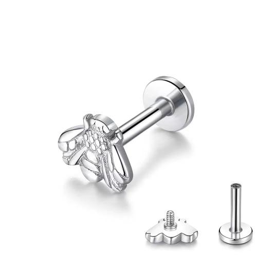 Titanium Steel  Earring, Titanium Alloy, plated, Unisex & different size for choice, original color, 5PCs/Bag, Sold By Bag