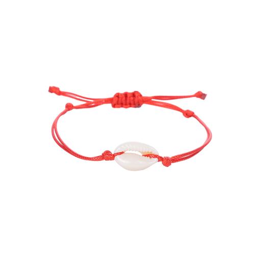 Bracelet bijoux coquillage, coquille, avec corde de cire, pour femme, plus de couleurs à choisir, Longueur:16 cm, Vendu par PC