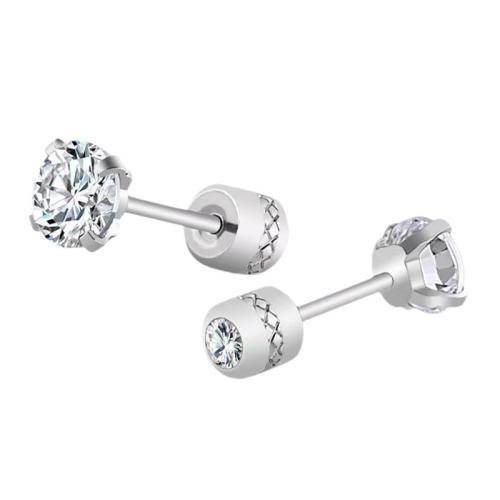 Titanium Steel  Earring plated Unisex & micro pave cubic zirconia Sold By Bag