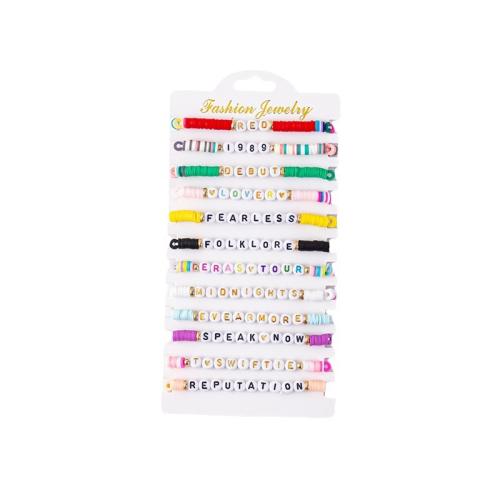 Bracelets Acrylique, avec argile de polymère & laiton, fait à la main, styles différents pour le choix & pour femme, plus de couleurs à choisir, Longueur:16.51 cm, Vendu par PC