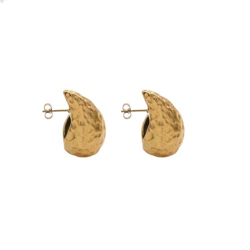 304 rostfritt stål Stud Earring, guldfärg pläterade, mode smycken & för kvinna, 18x30mm, Säljs av Par