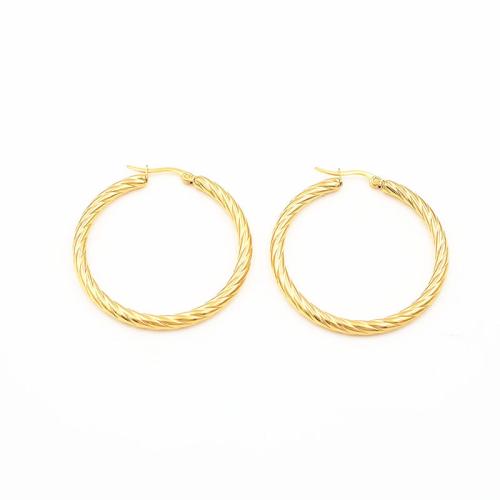 304 Stainless Steel Lever Back Earring, Donut, gold color plated, different size for choice & for woman, Sold By Pair
