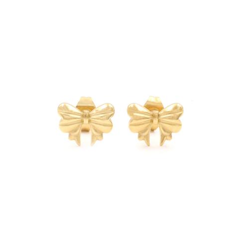Titanium Steel Stud Earring, Bowknot, gold color plated, fashion jewelry & for woman, 11x8mm, Sold By Pair