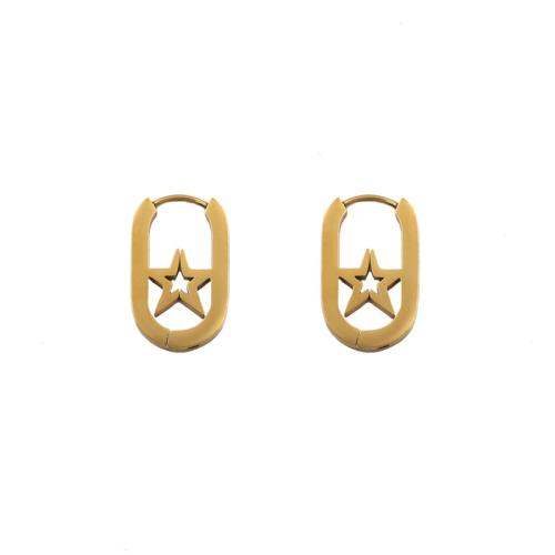 Titanium Steel Drop Earring, gold color plated, different styles for choice & for woman & hollow, 13mm, Sold By Pair