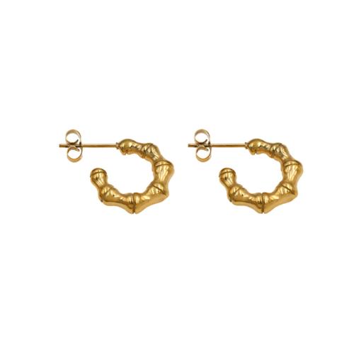 Titanium Steel Stud Earring Letter C gold color plated fashion jewelry & for woman Sold By Pair