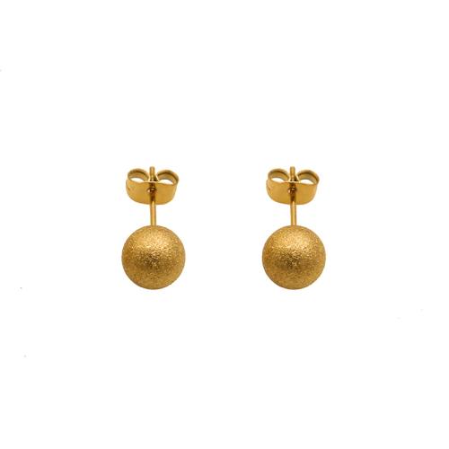 Titanium Steel Stud Earring, Round, gold color plated, fashion jewelry & for woman, 8x8mm, Sold By Pair
