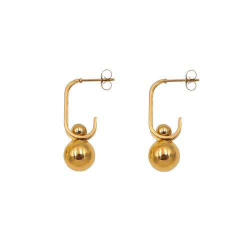 Titantium acciaio orecchini a borchia, Motivo geometrico, placcato color oro, gioielli di moda & per la donna, 10x30mm, Venduto da coppia