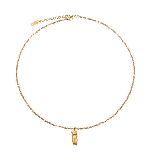 304 Stainless Steel Necklace with 2inch extender chain gold color plated fashion jewelry & oval chain & for woman Length Approx 17.7 Inch Sold By PC