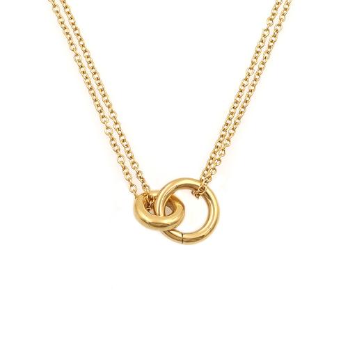 304 Stainless Steel Necklace with 2inch extender chain Donut gold color plated oval chain & for woman & hollow Length Approx 17.3 Inch Sold By PC
