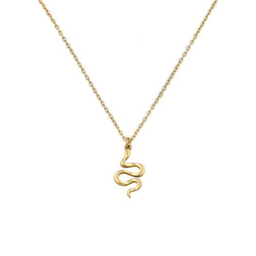 Aço inoxidável 304 colar, with 2inch extender chain, Cobra, cromado de cor dourada, cadeia oval & para mulher, comprimento Aprox 15.4 inchaltura, vendido por PC
